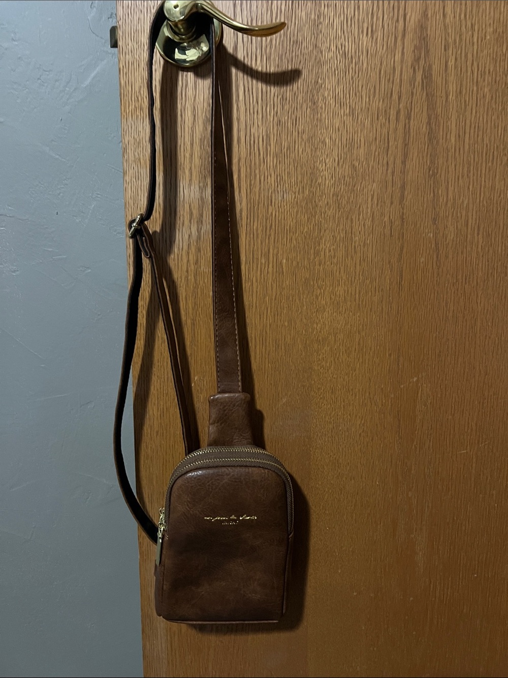 Classic Brown Leather Crossbody Sling Bag